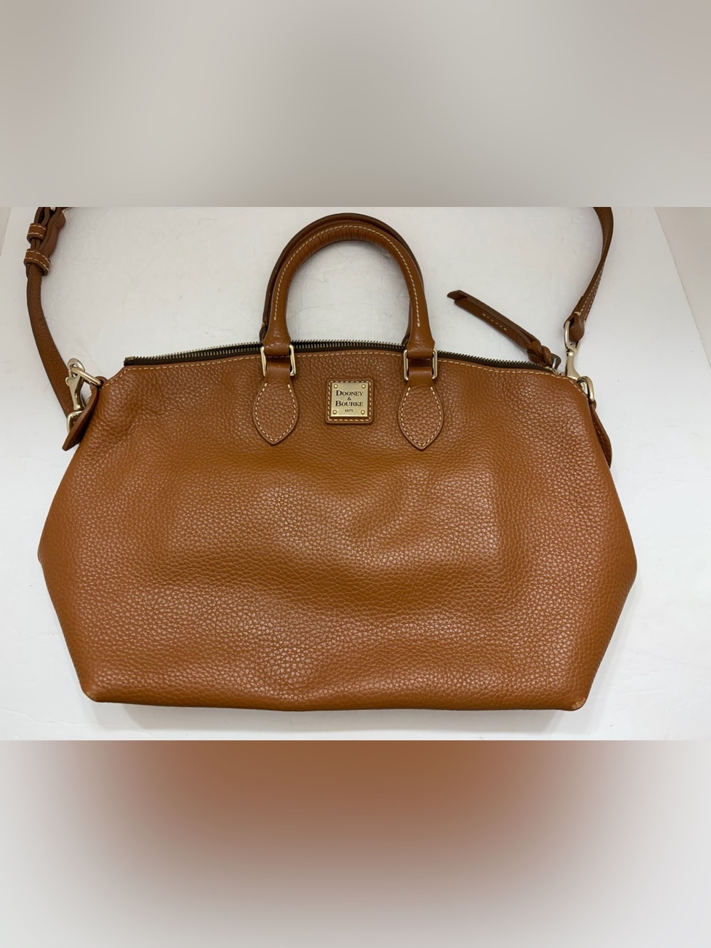 🔆Dooney & Bourke Tan Pebbled Leather Satchel Crossbody Bag